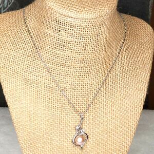 18k gold plated Dot Dash Chain With Faux Pearl And Cz Pendant Necklace